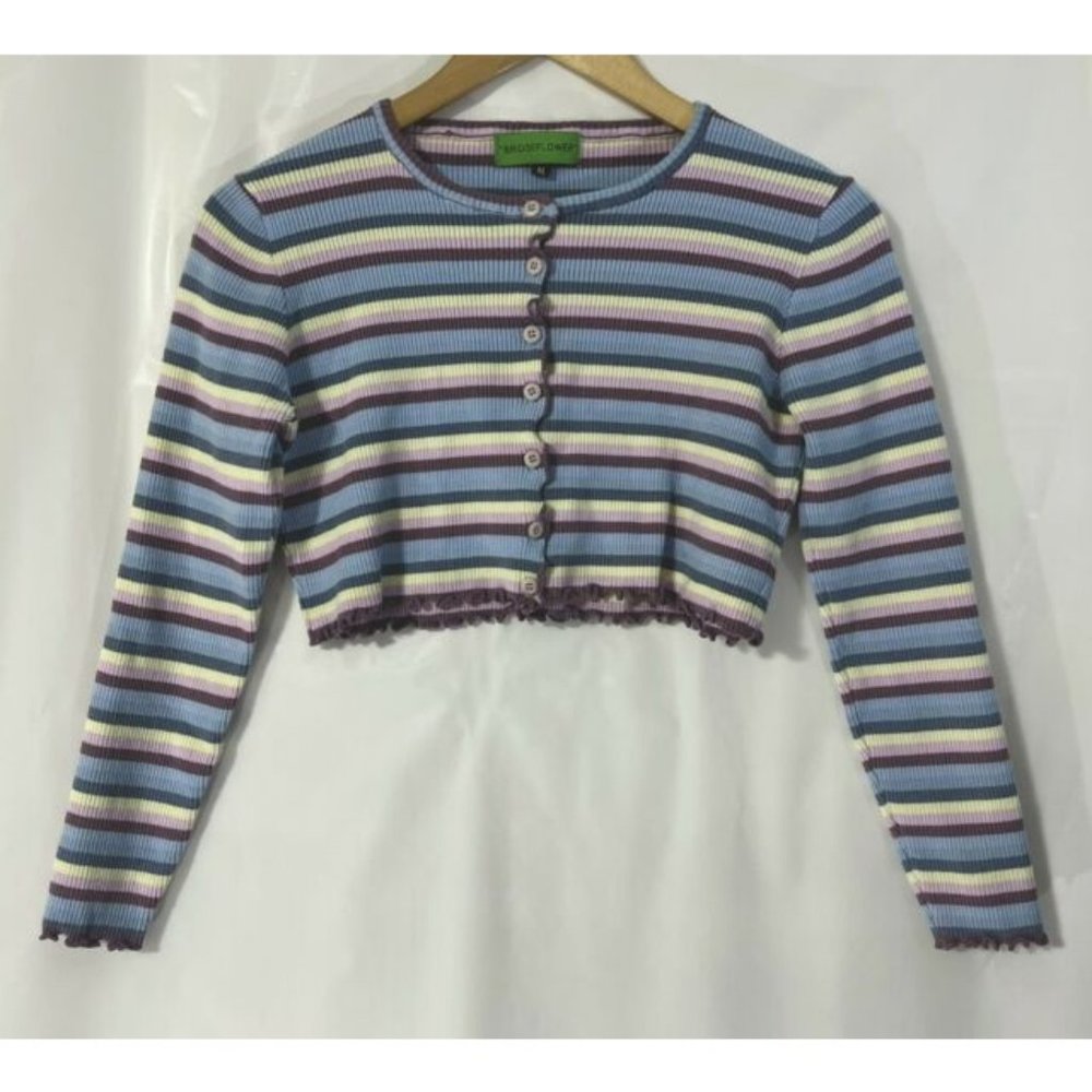 Bridgeflower - Cutoff Cardigan button down Retro shirt - Junior's Womens size M